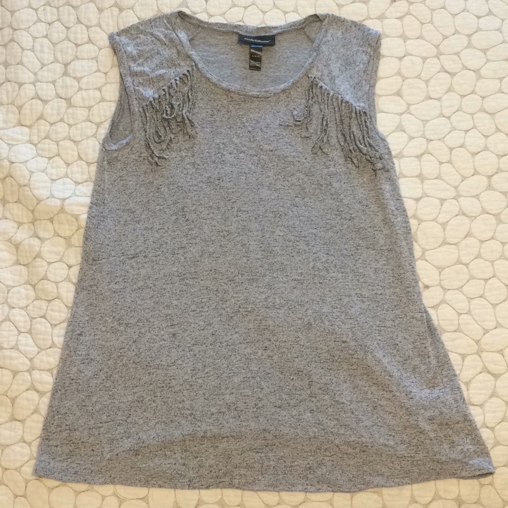 Wendy Bellissimo Grey fringe large maternity top